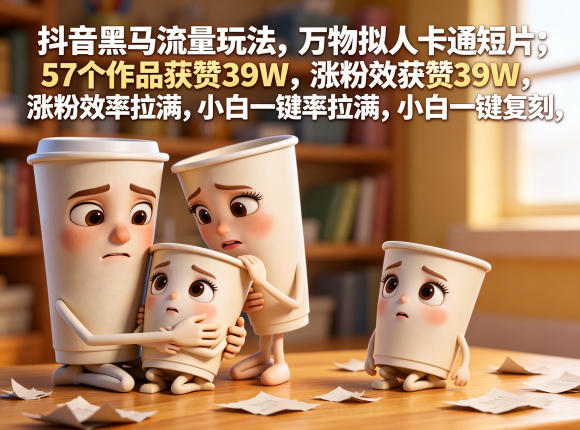 抖音黑马流量玩法，万物拟人卡通短片，57个作品获赞39W，涨粉效率拉满，小白一键复刻，保姆级拆解-天梦资源网