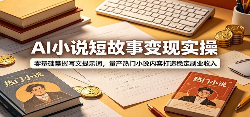 AI小说短故事变现实操：零基础掌握写文提示词，量产热门小说内容打造稳定副业收入-天梦资源网