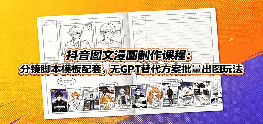 抖音图文漫画制作课程：分镜脚本模板配套，无GPT替代方案批量出图玩法-天梦资源网
