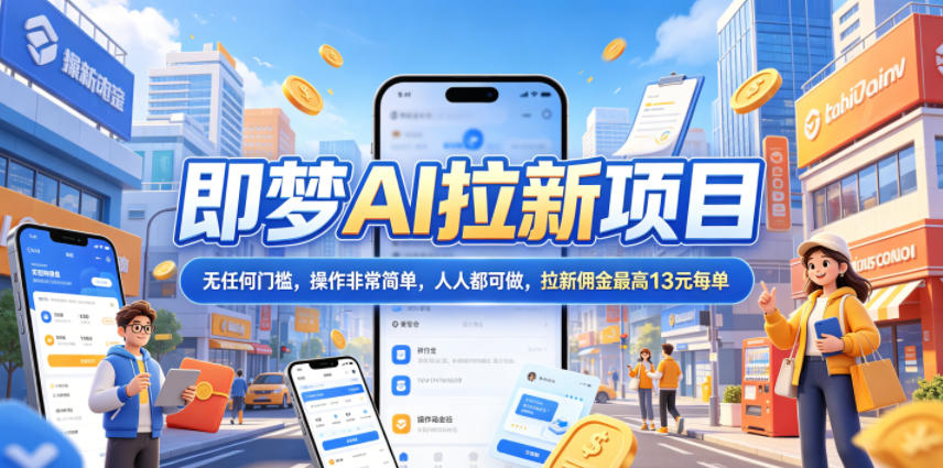 2026年即梦AI拉新项目最新玩法，无任何门槛，操作非常简单，人人都可做，拉新佣金最高13元每单-天梦资源网
