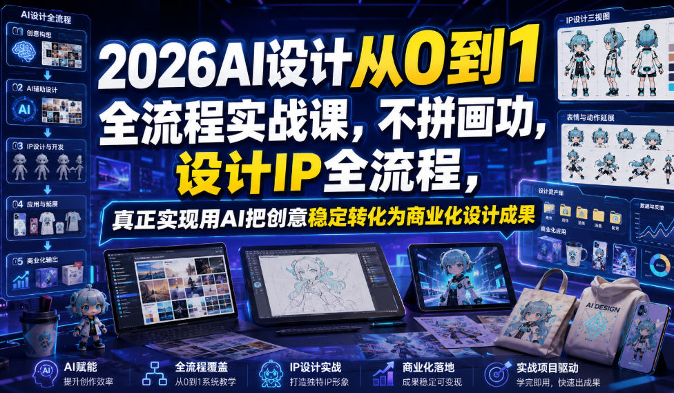 2026AI设计从0到1全流程实战课，不拼画功，设计IP全流程，真正实现用AI把创意稳定转化为商业化设计成果-天梦资源网