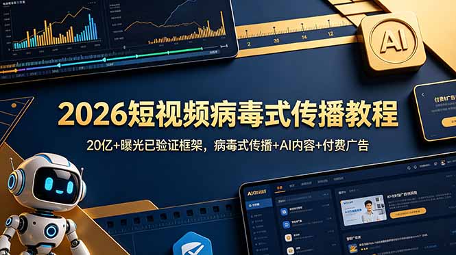 2026短视频病毒式传播教程：20亿+曝光已验证框架，病毒式传播+AI内容+付费广告-天梦资源网