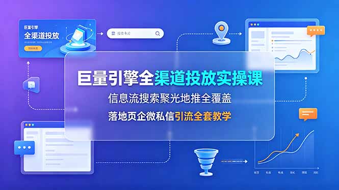 巨量引擎全渠道投放实操课，信息流搜索聚光地推全覆盖，落地页企微私信引流全套教学-天梦资源网