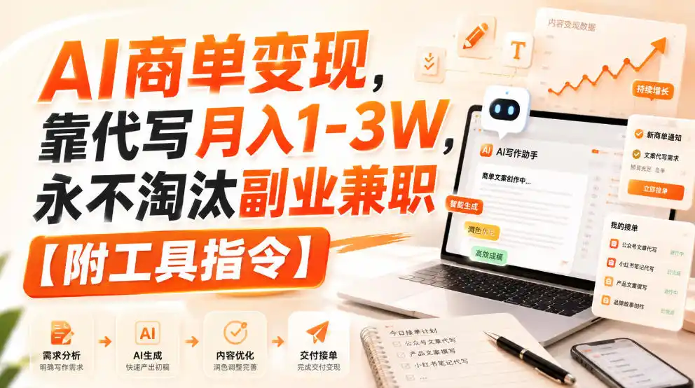 AI商单变现，靠代写月入1-3W，永不淘汰副业兼职【附工具指令】【揭秘】-天梦资源网