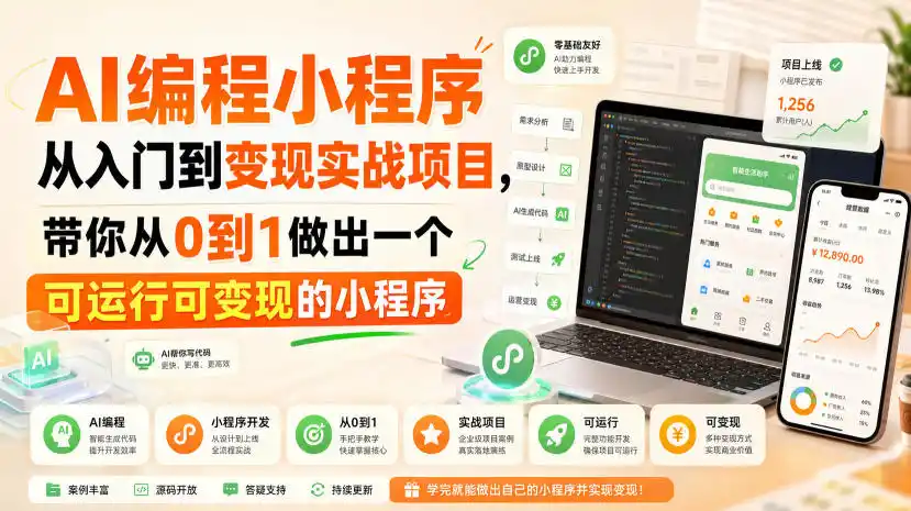 AI编程小程序从入门到变现实战项目，带你从0到1做出一个可运行可变现的小程序-天梦资源网