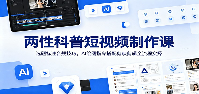 两性科普短视频制作课：选题标注合规技巧，AI绘图指令搭配剪映剪辑全流程实操-天梦资源网