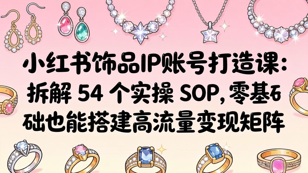 小红书饰品IP账号打造课：拆解 54 个实操 SOP，零基础也能搭建高流量变现矩阵-天梦资源网