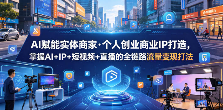 AI赋能实体商家·个人创业商业IP打造，掌握AI+IP+短视频+直播的全链路流量变现打法-天梦资源网