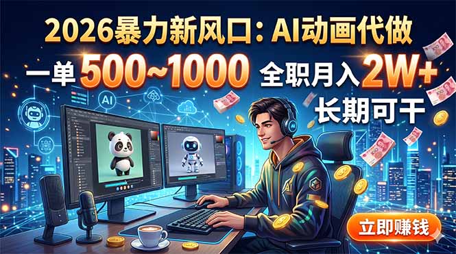 2026暴力新风口：AI动画代做，一单500~1000，全职月入2W+，长期可干-天梦资源网