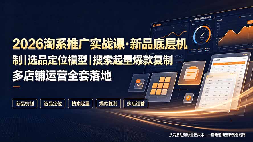 2026淘系推广实战课·新品底层机制｜选品定位模型｜搜索起量爆款复制多店铺运营全套落地教程-天梦资源网
