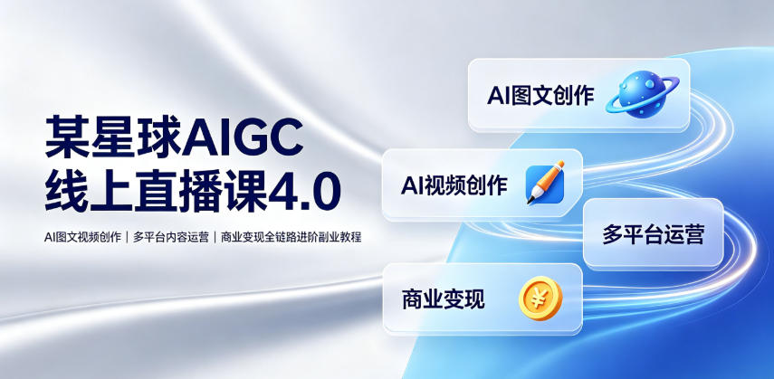某星球AIGC线上直播课4.0｜AI图文视频创作、多平台内容运营、商业变现全链路进阶副业教程-天梦资源网