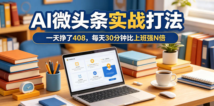 一天挣了408，AI微头条实战打法，每天30分钟比上班强N倍-天梦资源网