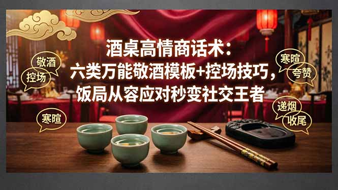 付费文章：酒桌高情商话术：六类万能敬酒模板+控场技巧，饭局从容应对秒变社交王者-天梦资源网