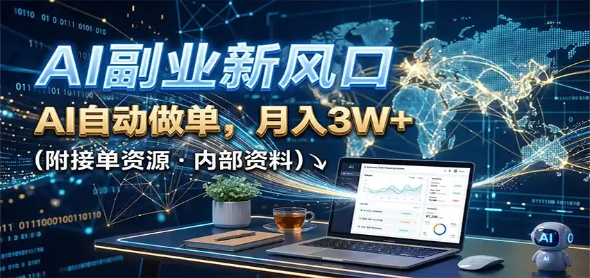 AI副业新风口,AI自动做单,月入3W+,附接单资源-天梦资源网