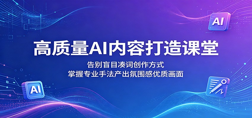 高质量AI内容打造课堂：告别盲目凑词创作方式，掌握专业手法产出氛围感优质画面-天梦资源网