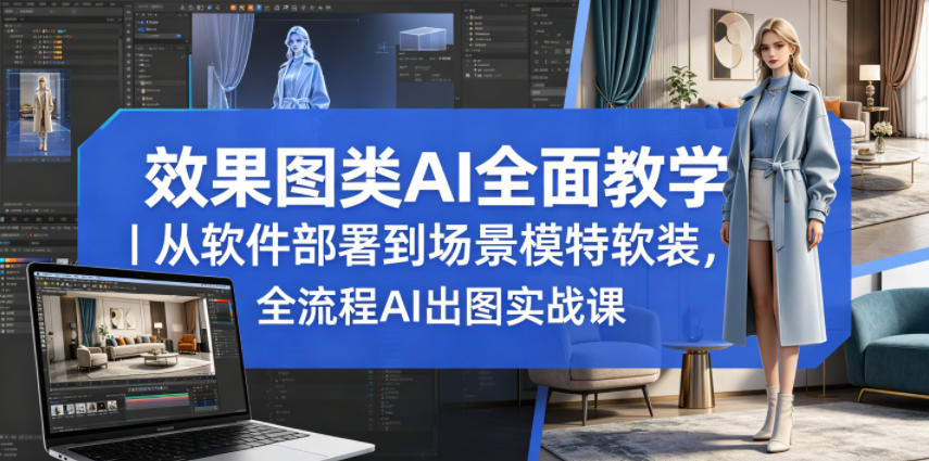 效果图类AI全面教学｜从软件部署到场景模特软装，全流程AI出图实战课-天梦资源网