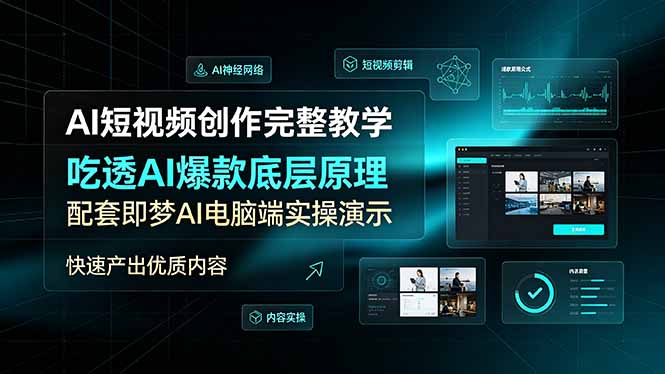 AI短视频创作完整教学，吃透AI爆款底层原理，配套即梦AI电脑端实操演示，快速产出优质内容-天梦资源网