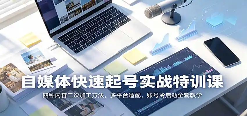 自媒体快速起号实战特训课：四种内容二次加工方法，多平台适配，账号冷启动全套教学-天梦资源网