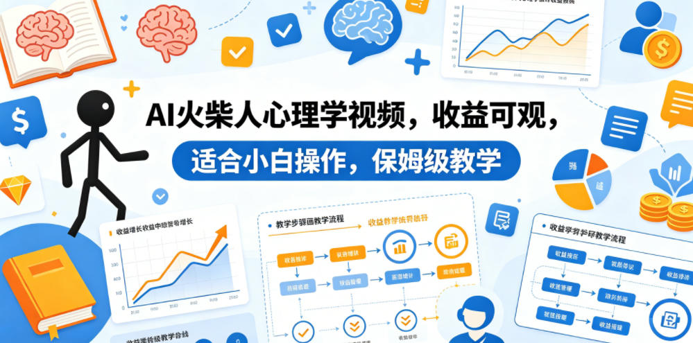 AI火柴人心理学视频，收益可观，适合小白操作，保姆级教学-天梦资源网