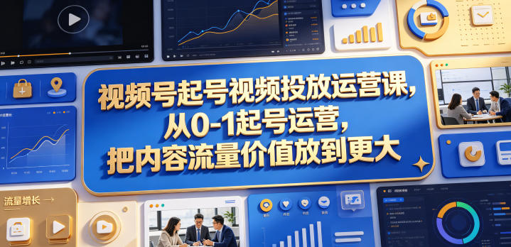 视频号起号视频投放运营课，从0-1起号运营，把内容流量价值放到更大-天梦资源网