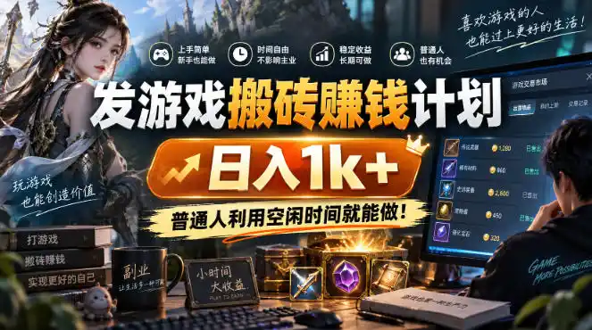 发游戏搬砖賺钱计划，日入1k+，普通人利用空闲时间就能做！【揭秘】-天梦资源网