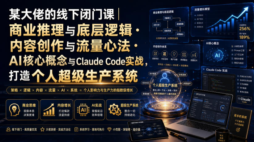 某大佬的线下闭门课｜商业推理与底层逻辑・内容创作与流量心法・AI核心概念与Claude Code实战，打造个人超级生产系统【录音+图片】-天梦资源网