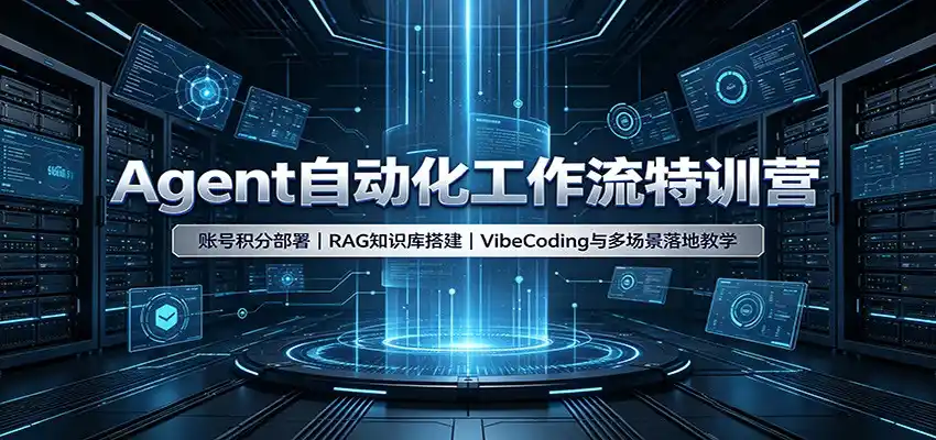 Agent自动化工作流特训营：账号积分部署，RAG知识库搭建，VibeCoding与多场景落地教学-天梦资源网