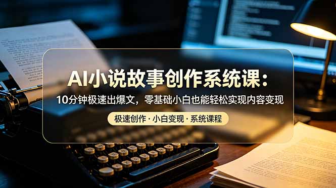 AI小说故事创作系统课：10分钟极速出爆文，零基础小白也能轻松实现内容变现-天梦资源网
