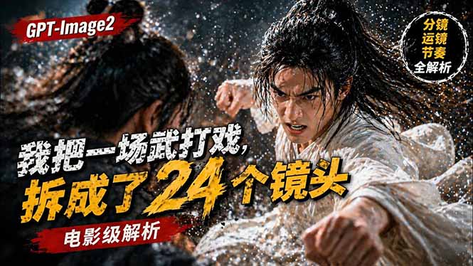 用GPT-Image2，把一段武打对决拆成24个连续镜头，从人物建立、动作衔接、运镜节奏，到情绪爆发-天梦资源网