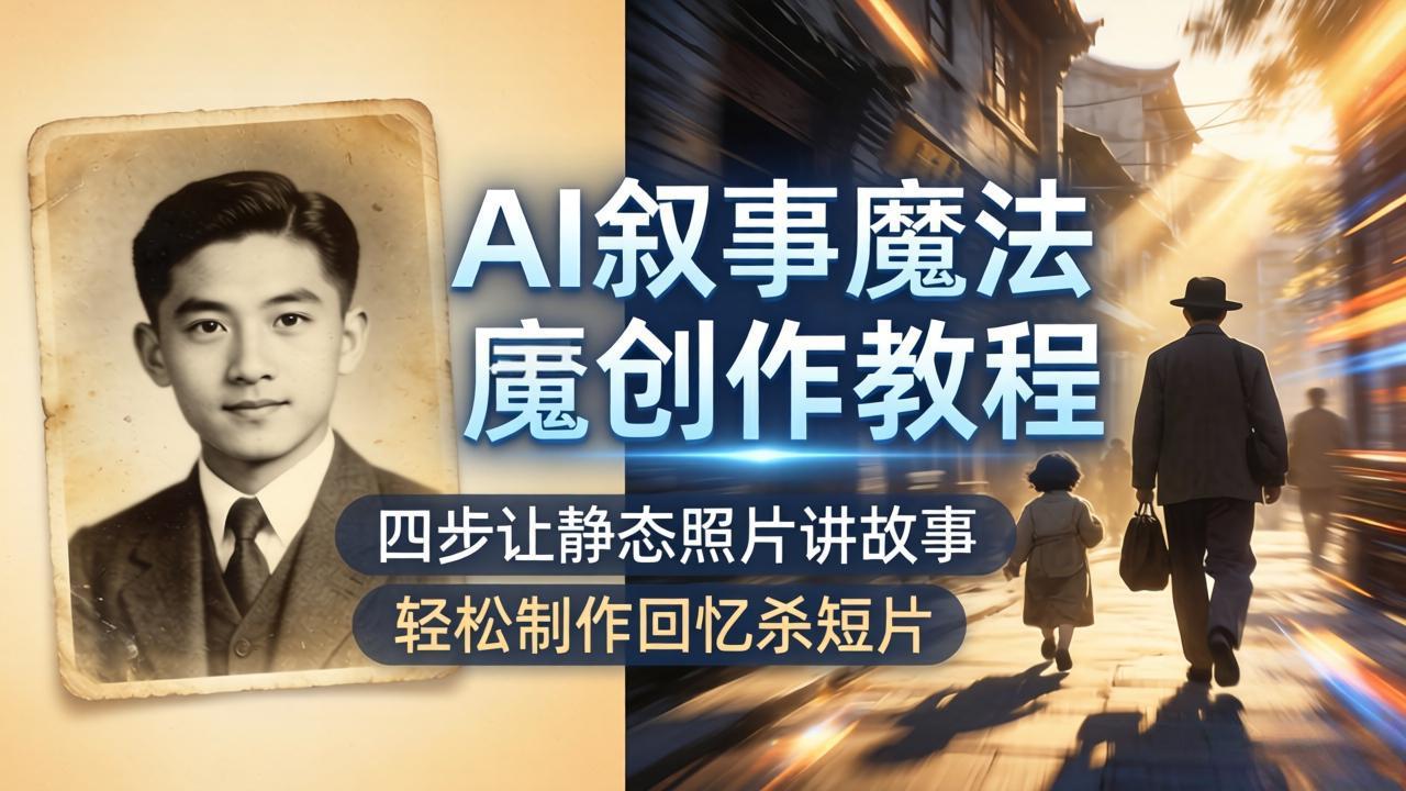 AI叙事魔法创作教程，四步让静态照片讲故事，老照片修复加动态特效，轻松制作回忆杀短片-天梦资源网