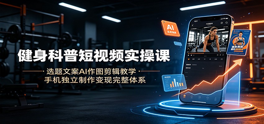 健身科普短视频实操课：选题文案AI作图剪辑教学，手机独立制作变现完整体系-天梦资源网