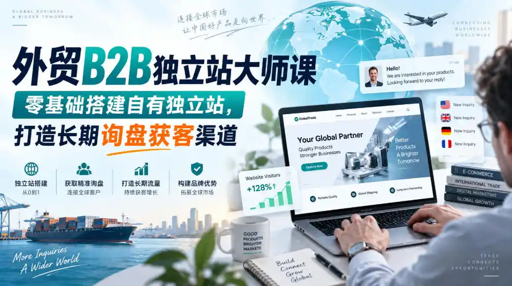 外贸B2B独立站大师课，零基础搭建自有独立站，打造长期询盘获客渠道-天梦资源网