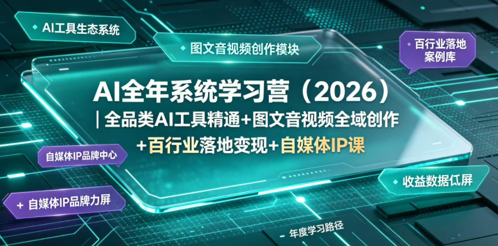 AI全年系统学习营(2026)｜全品类AI工具精通+图文音视频全域创作+百行业落地变现+自媒体IP打造年度进阶大课-天梦资源网
