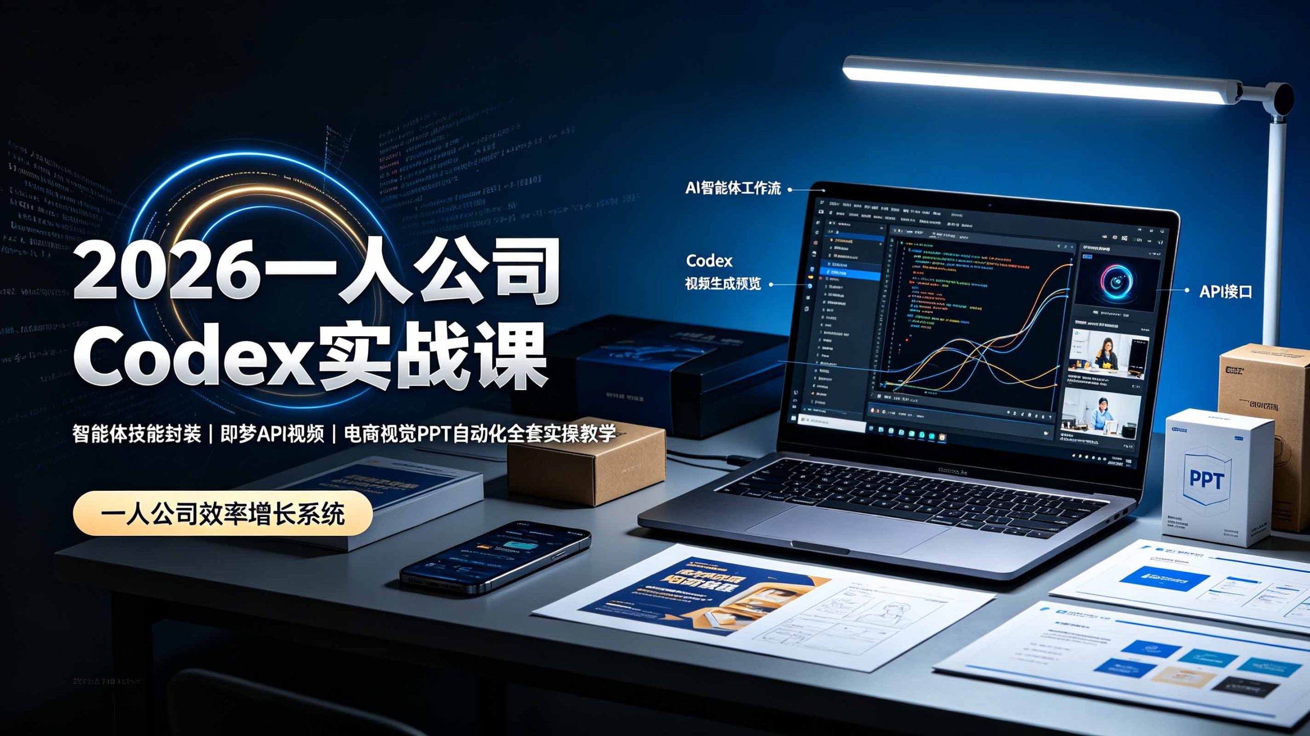 2026一人公司Codex实战课◆智能体技能封装｜即梦API视频｜电商视觉PPT自动化全套实操教学-天梦资源网