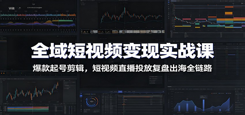 全域短视频变现实战课：爆款起号剪辑，短视频直播投放复盘出海全链路-天梦资源网