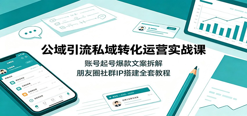 公域引流私域转化运营实战课：账号起号爆款文案拆解，朋友圈社群IP搭建全套教程-天梦资源网