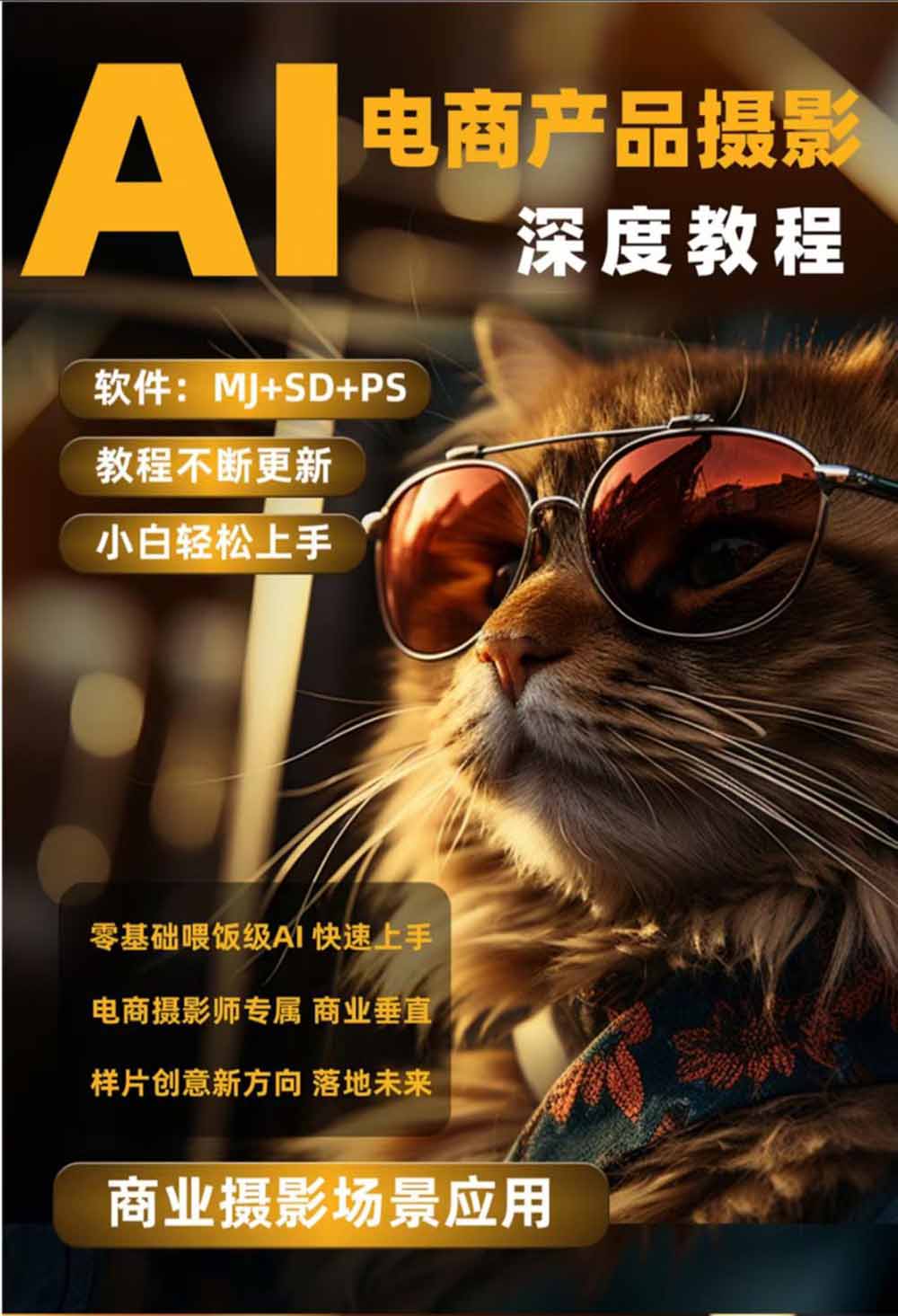 AI电商人像摄影实战课·SD多端部署｜MJ完整教学｜家电护肤家具商品图人像写真全案例-天梦资源网