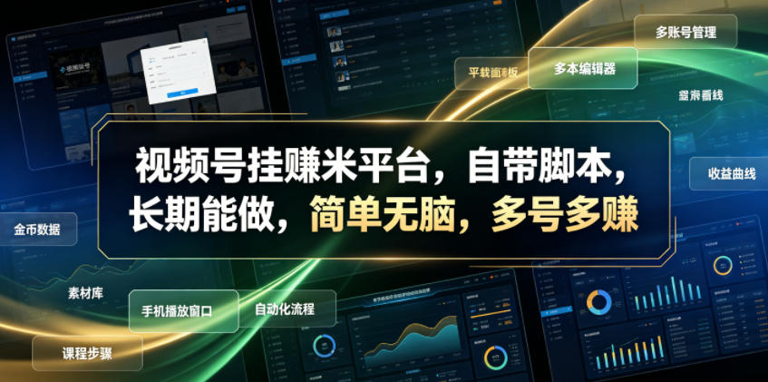 视频号挂賺米平台，自带脚本，长期能做，简单无脑，多号多賺【揭秘】-天梦资源网