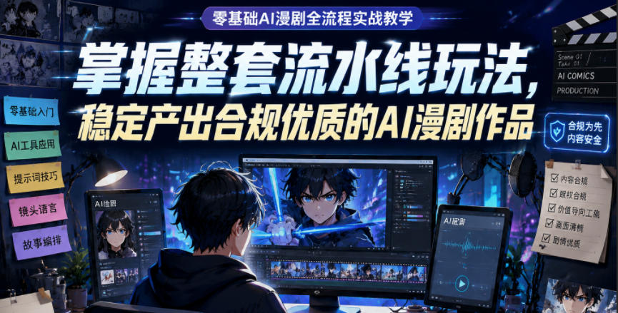 零基础AI漫剧全流程实战教学，掌握整套流水线玩法，稳定产出合规优质的AI漫剧作品-天梦资源网