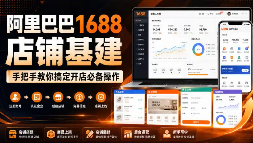 阿里巴巴1688店铺基建，手把手教你搞定开店必备操作(更新8月)-天梦资源网