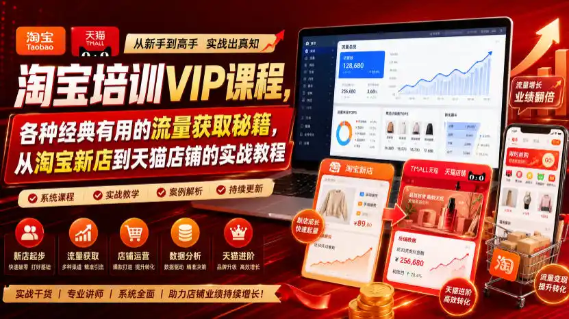 淘宝培训VIP课程，各种经典有用的流量获取秘籍，从淘宝新店到天猫店铺的实战教程(更新08月12日)-天梦资源网