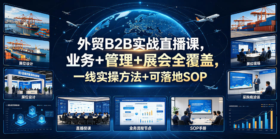 外贸B2B实战直播课，业务+管理+展会全覆盖，一线实操方法+可落地SOP-天梦资源网