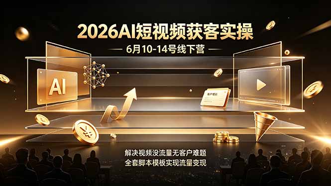 2026AI短视频获客实操6月10-14号线下营，解决视频没流量无客户难题，全套脚本模板实现流量变现-天梦资源网