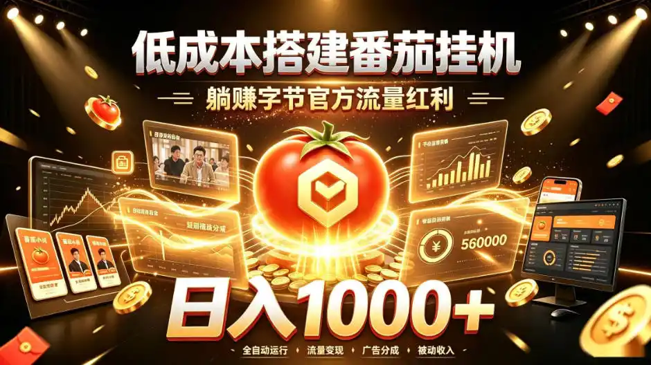 低成本搭建番茄挂G，躺賺字节官方流量红利，日入1k+，全程傻瓜式落地【揭秘】-天梦资源网