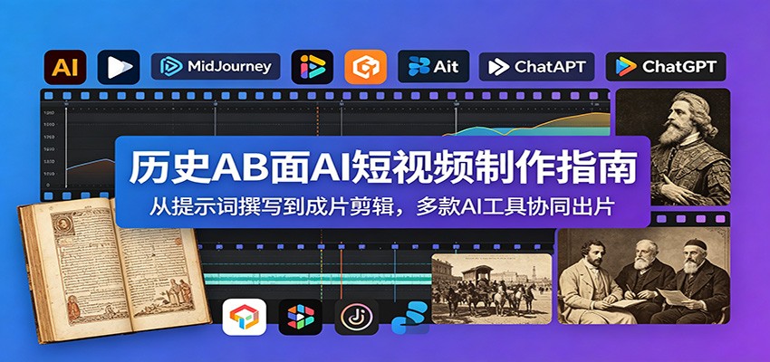 历史AB面AI短视频制作指南：从提示词撰写到成片剪辑，多款AI工具协同出片-天梦资源网