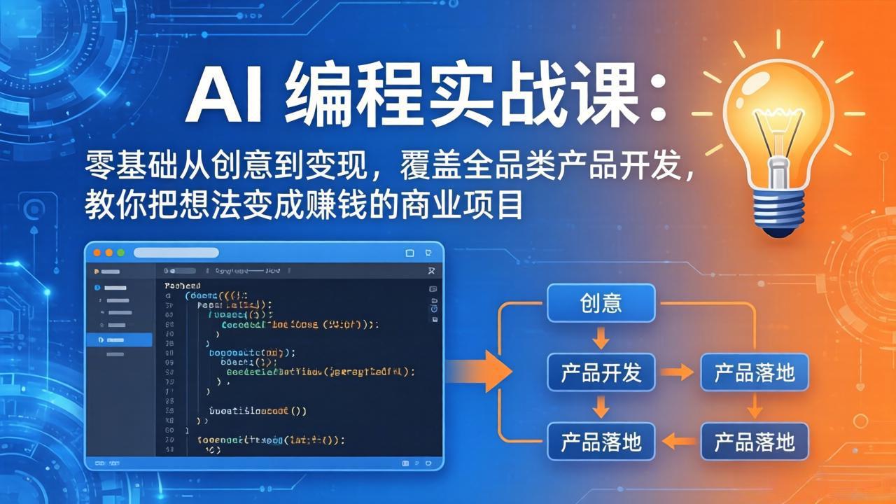 AI编程实战课-第三期-4月17更新：零基础从创意到变现，覆盖全品类产品开发，把想法变成赚钱项目-天梦资源网