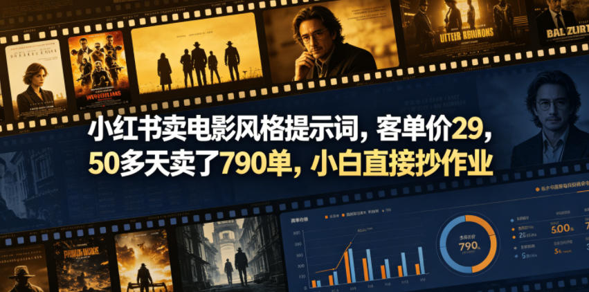 小红书卖电影风格提示词，客单价29，50多天卖了790单，小白直接抄作业！-天梦资源网