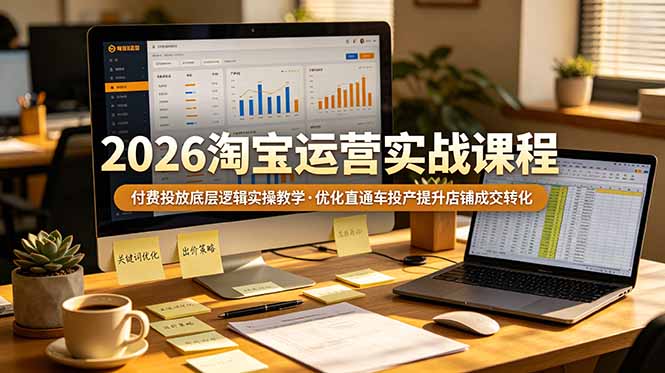 2026 淘宝运营实战课程，付费投放底层逻辑实操教学，优化直通车投产提升店铺成交转化-天梦资源网