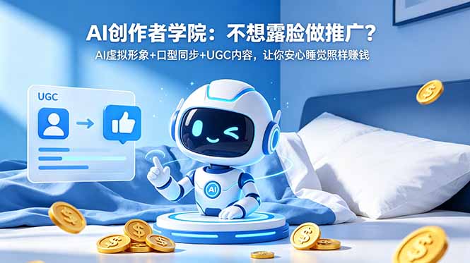 AI创作者学院：不想露脸做推广？AI虚拟形象+口型同步+UGC内容，让你安心睡觉照样赚钱-天梦资源网