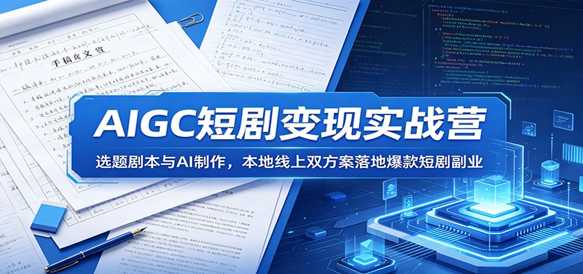 AIGC短剧变现实战营：选题剧本与AI制作，本地线上双方案落地爆款短剧副业-天梦资源网